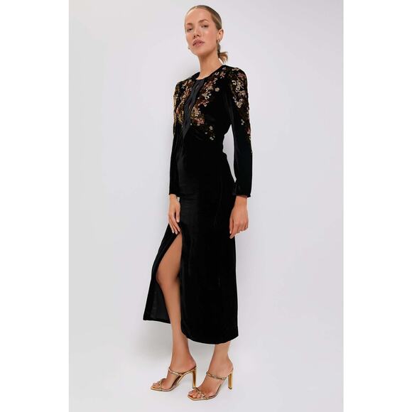 SALONI Black and Rosebay Jinx C Velvet Dress NWT 2 Tuckernuck $795 - Picture 3 of 5